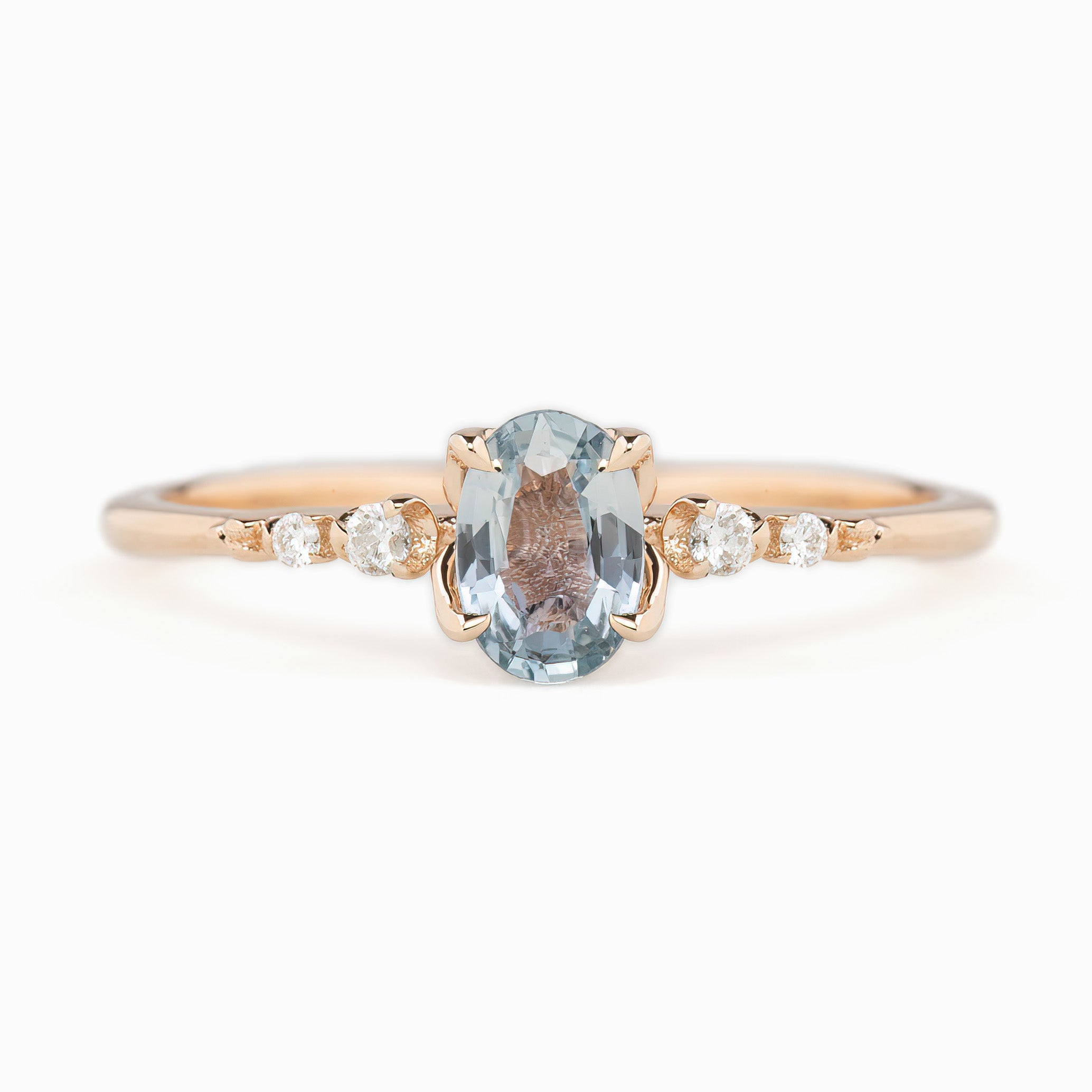 Estel Fleur Ring, 0.50ct Unheated Madagascar Sapphire, oval shape gemstone