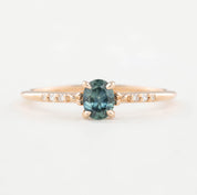 Eloise Ring with a 0.45ct oval Montana sapphire and diamond pave band in 14k rose gold