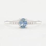 Eloise Ring with a 0.45ct oval Montana sapphire and diamond pave band in 14k white gold