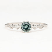 0.50ct blue green Queensland Sapphire Ring in 14k white gold