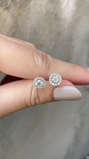 Halo Diamond Earrings 1ctw | GIA Certified