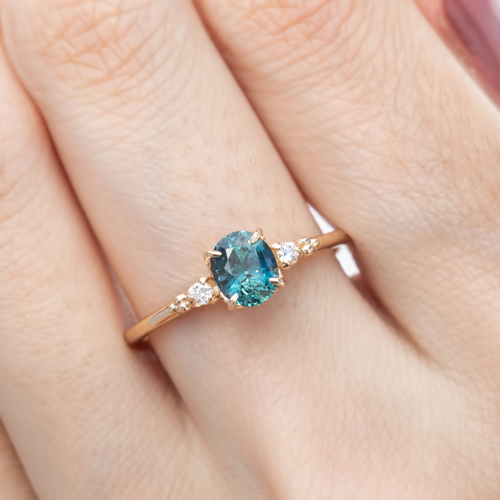 Estel Ring, 0.95ct Montana Sapphire, oval shape gemstone