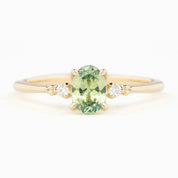 Estel Ring, 0.70ct Montana Sapphire, oval green sapphire with 14k yellow gold
