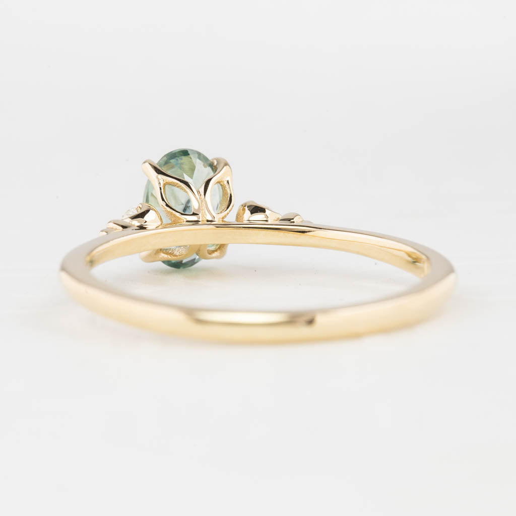 Estel Ring 6.5mm 0.85ct Aqua Green Oval Montana Sapphire 14K Yellow Gold