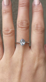 Floryn Ring - 1.32ct Faint Blue Unheated Sapphire Ring, 14k White Gold (One of a kind)