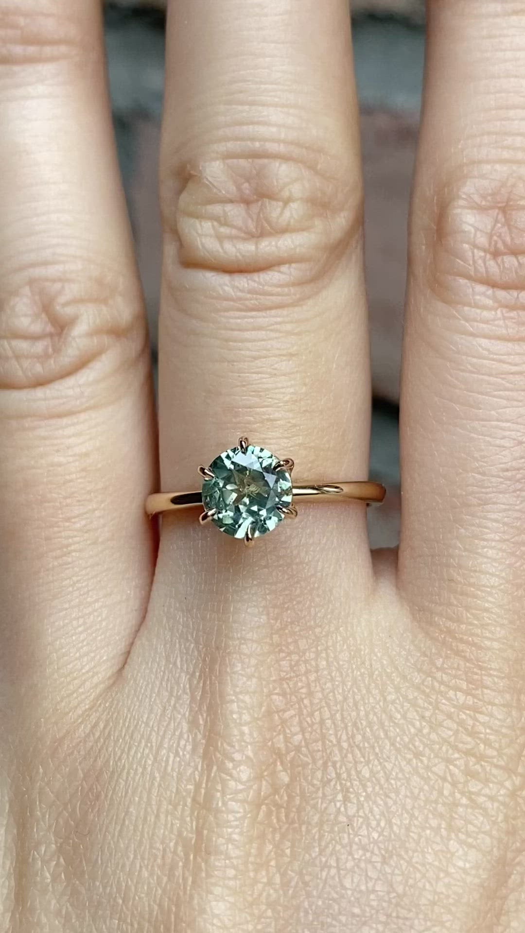 Floryn Ring 1.46ct Light Green Round Montana Sapphire, 14K Yellow Gold (One of a kind)