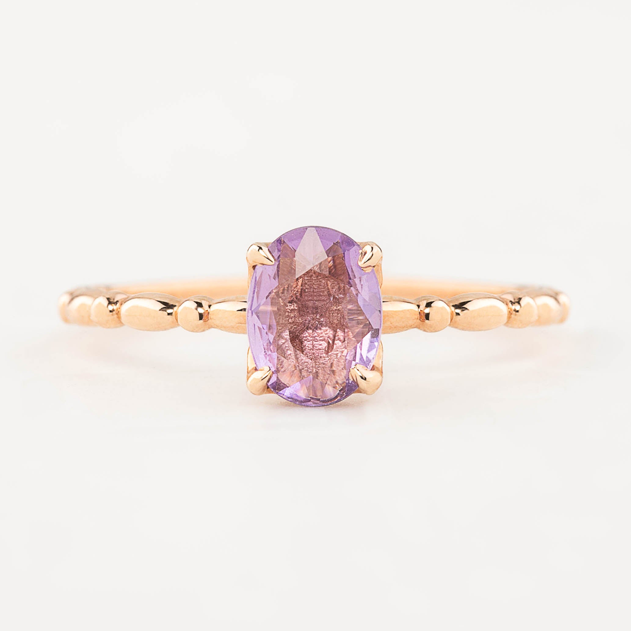 Candy Ring 7x5mm 0.40ct Unheated Purple Sapphire, 14k Rose Gold (One of a kind)