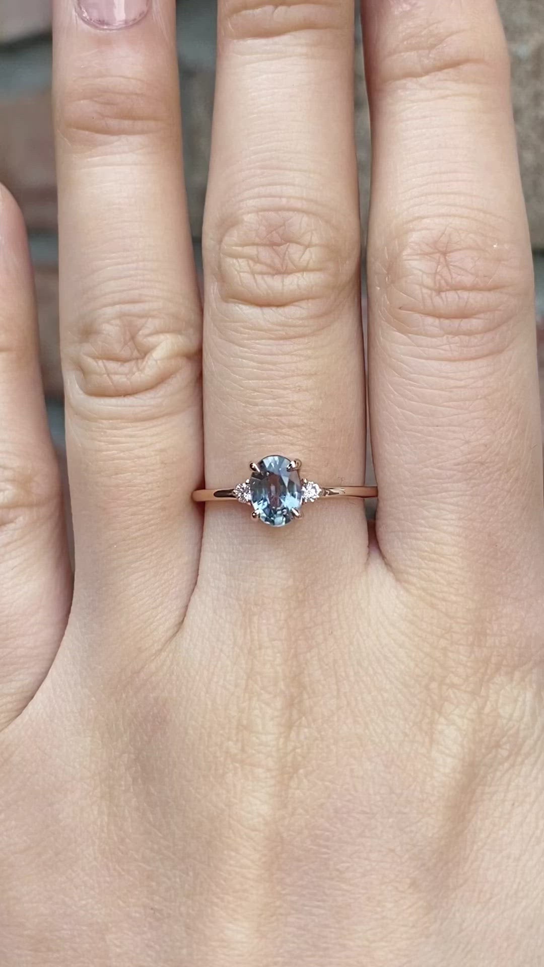 Emilie Ring 0.95ct Light Blue Green Unheated Sapphire, 14K Rose Gold (One of a kind)