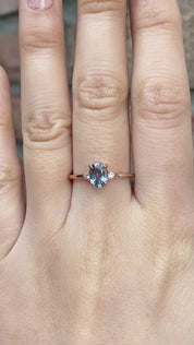 Emilie Ring 0.95ct Light Blue Green Unheated Sapphire, 14K Rose Gold (One of a kind)