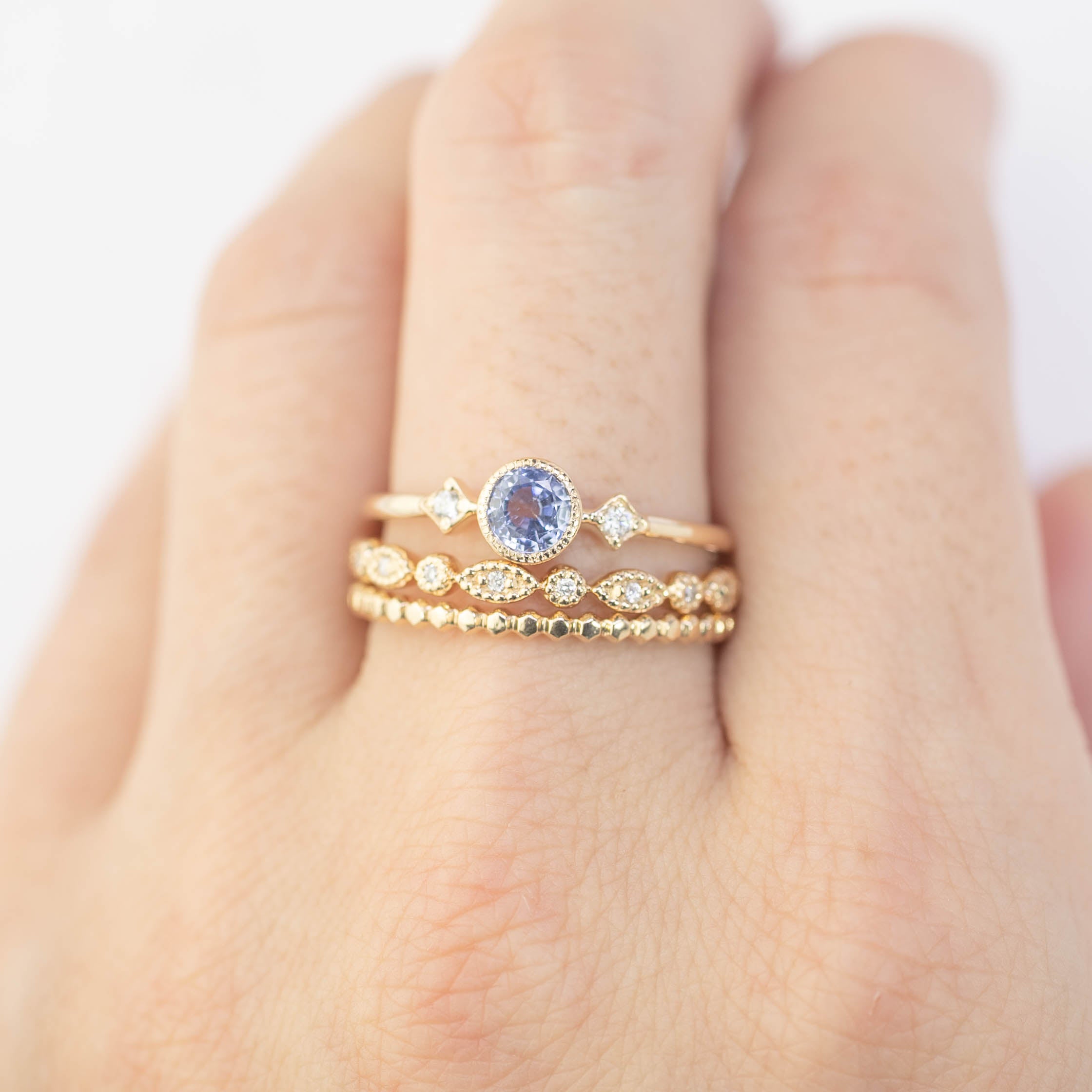 Star & Moon Ring, 0.45ct Ceylon Sapphire