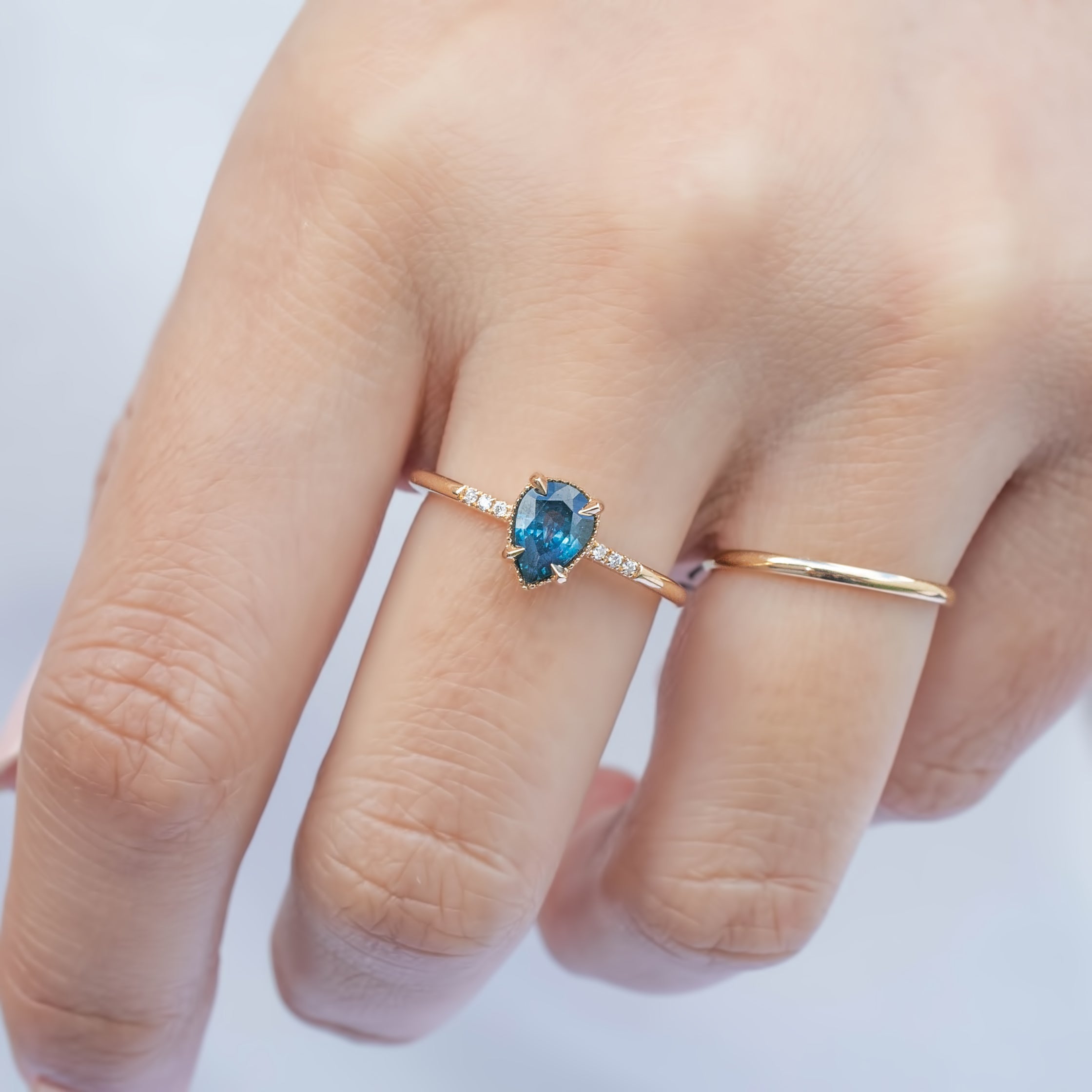 Grace Ring, 0.73ct Blue Montana Sapphire