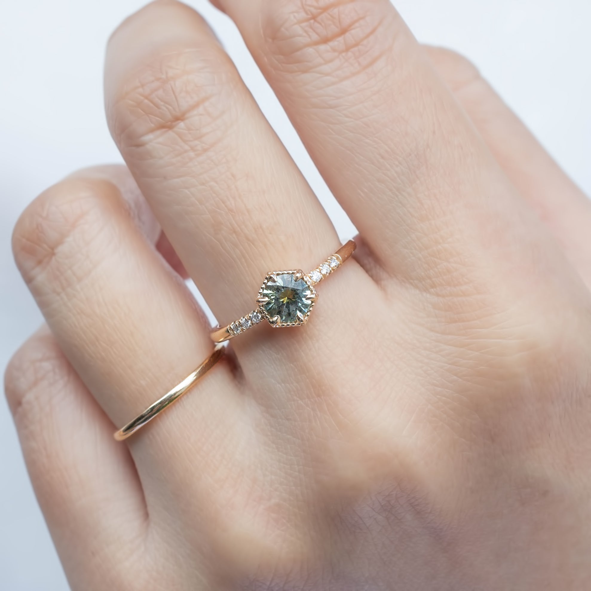 Grace Ring, 0.72ct Parti Blue Yellow Montana Sapphire