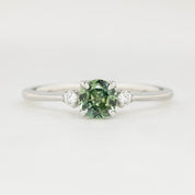 Sofia Ring - 5mm 0.50ct  Light Blue Green Queensland Sapphire, 14k White Gold