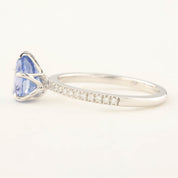 Maria Ring 1.73ct Pear Cut Ceylon Blue Sapphire with diamond accents set in 14K white gold, one of a kind handmade ring.