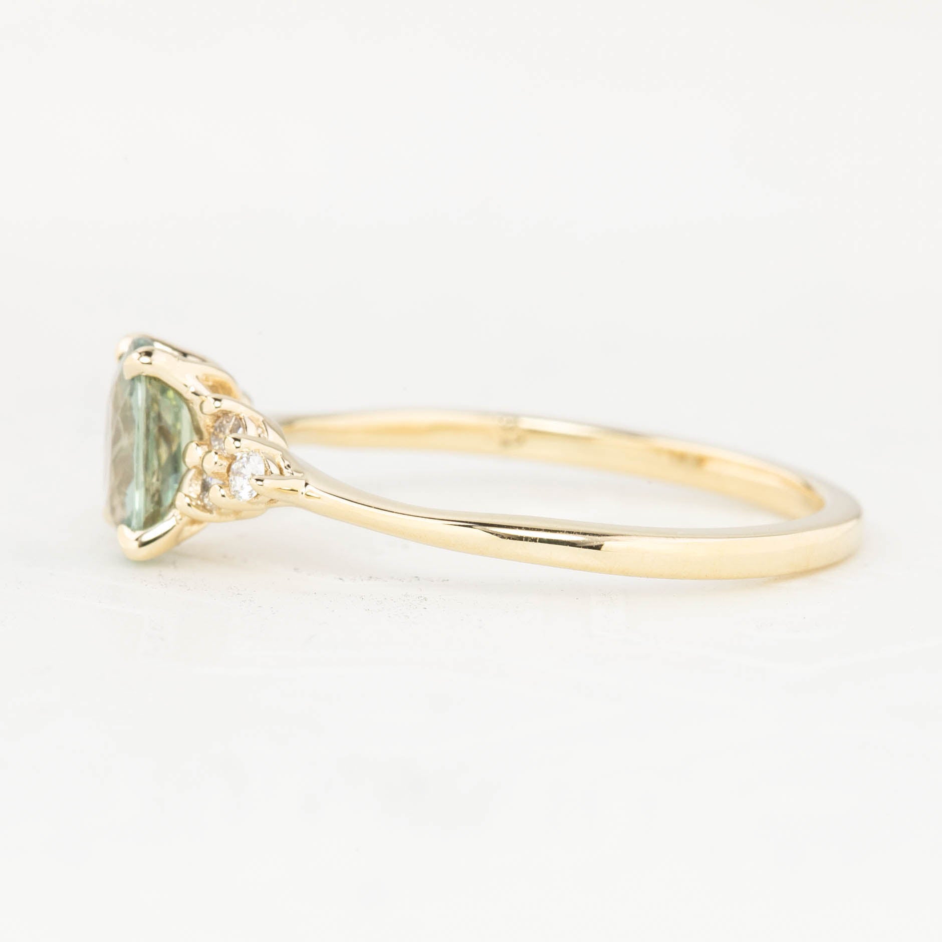 Teresa Ring - 0.93ct Light Green Unheated Madagascar Sapphire Ring (One of a kind)