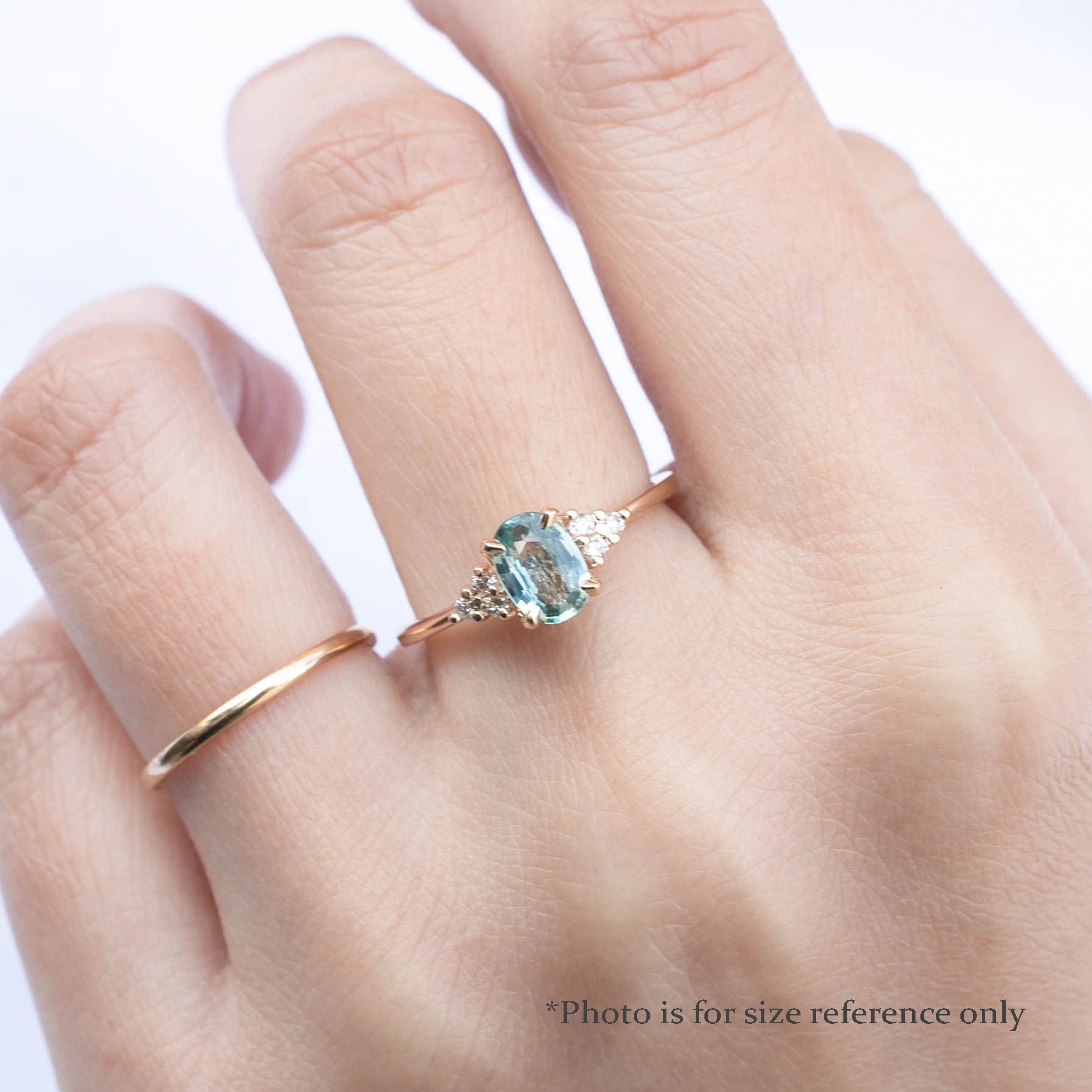 Teresa Ring 0.91ct Light Blue Green Madagascar Sapphire, 14K Yellow Gold (One of a kind)