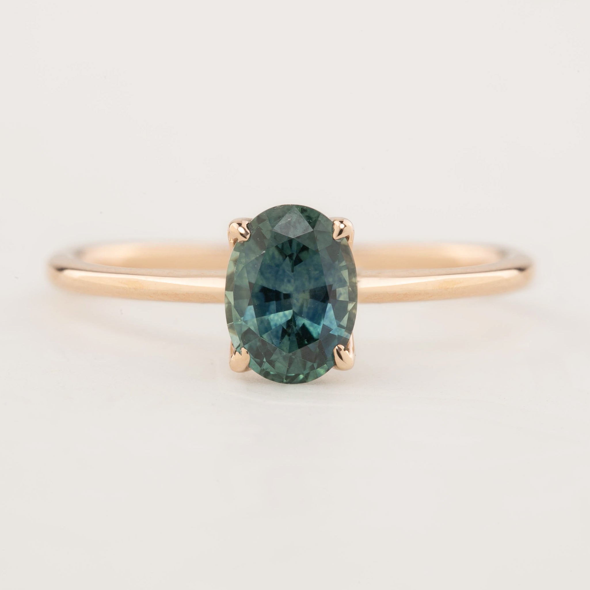 Sara Ring - 0.96ct Blue Green Montana Sapphire, 14k Rose Gold (One of a kind)
