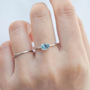 Sara Ring, 0.71ct East West Montana Sapphire, oval shape gemstone
