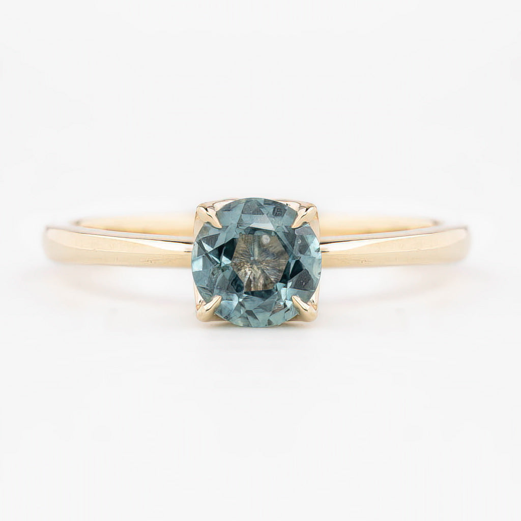 【一点物】サラリング ・0.89ct・加熱モンタナ産ライトブルーグリーンサファイア・K14YG