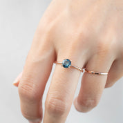 Jane Ring featuring a 1.09ct teal-blue Montana sapphire in 14k rose gold, handmade and ethically sourced