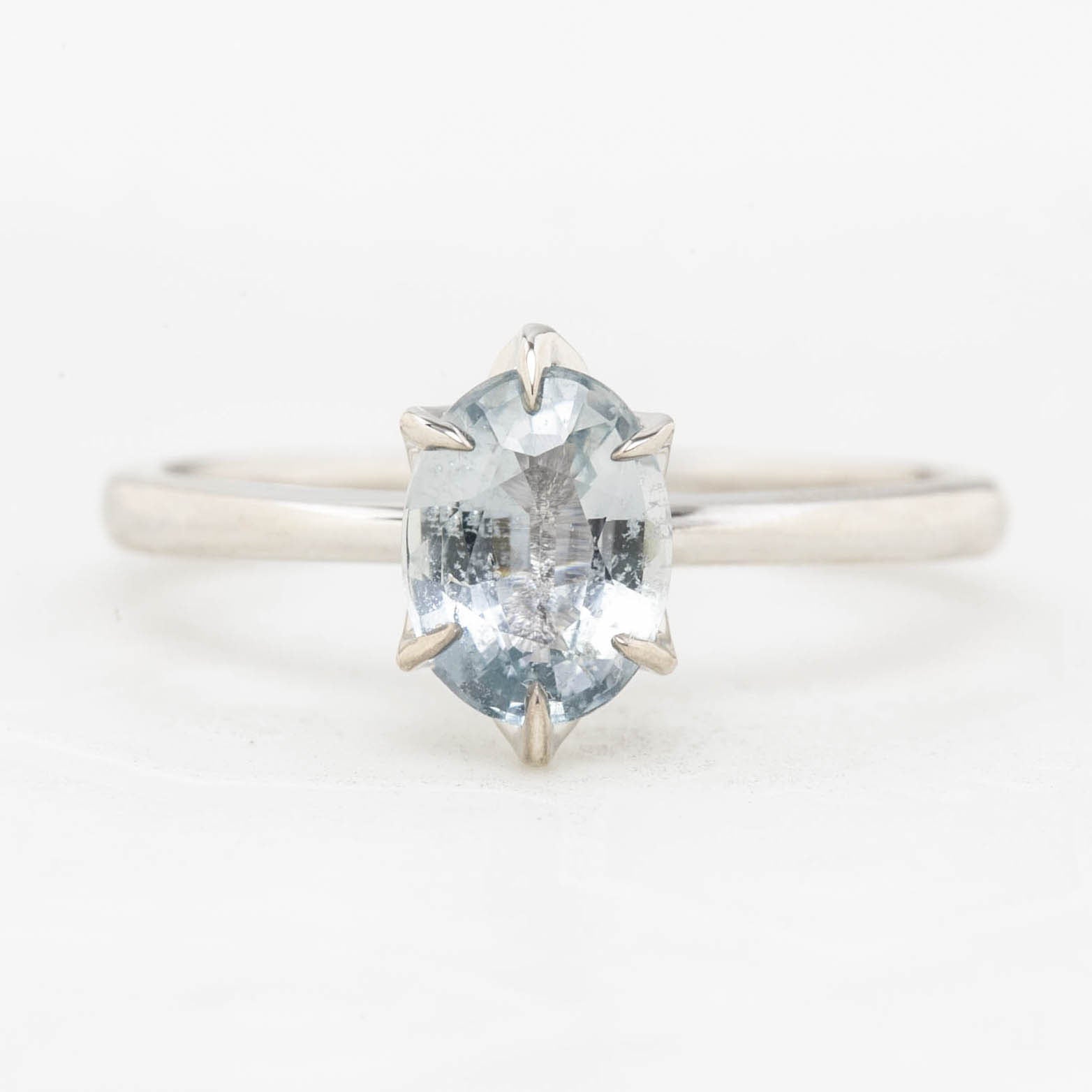 Floryn Ring - 1.32ct Faint Blue Unheated Sapphire Ring, 14k White Gold (One of a kind)