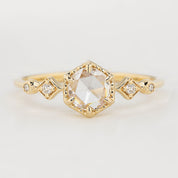 Stella Hexagon Ring, 0.50ct Round Rose Cut Diamond