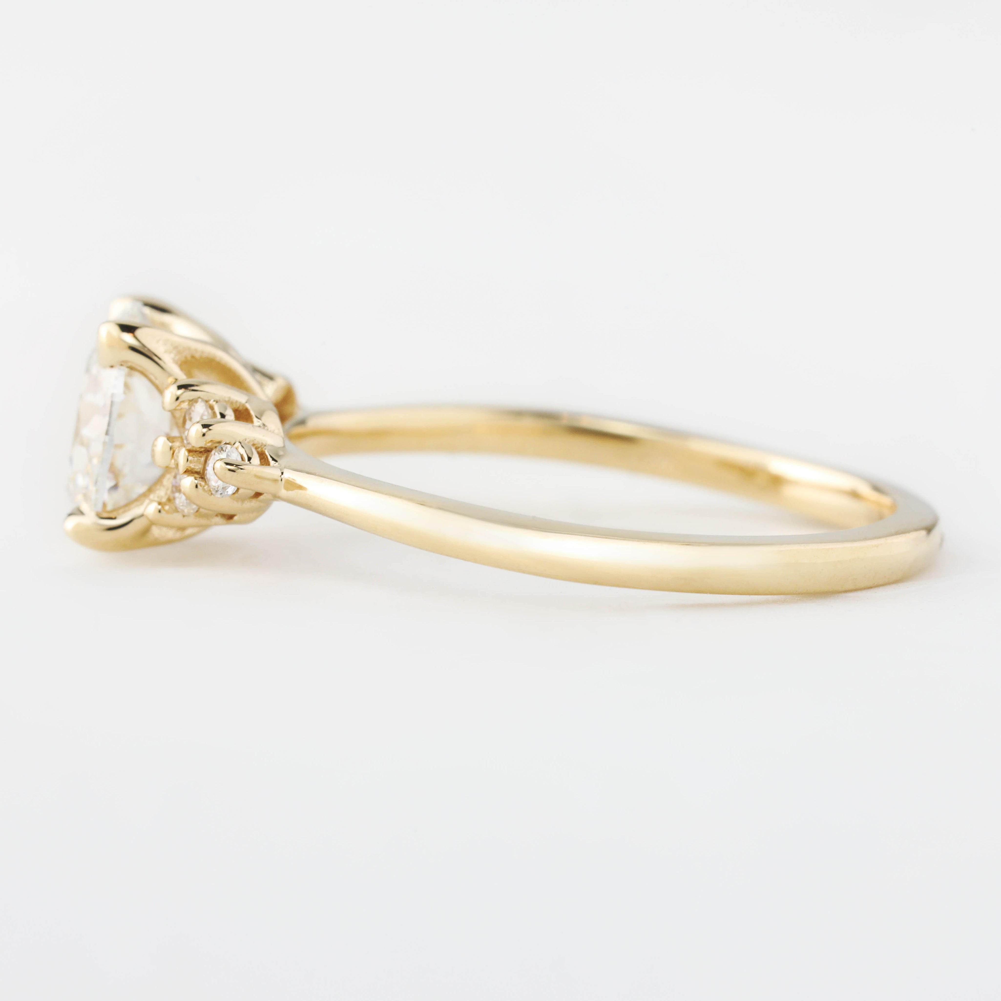 Teresa Ring with GIA certified 1.21ct Old Mine Cut diamond, handmade in recycled 14k yellow gold band.