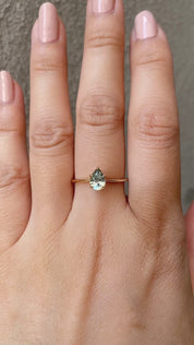 Sara Ring - 0.83ct Light Green Teardrop Montana Sapphire (One of a kind)
