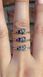 Stardust Cluster Sapphire Ring, Petite
