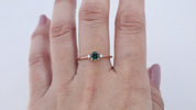 Sofia Ring - 5mm 0.55ct Queensland Peacock Green Sapphire, 14k rose gold