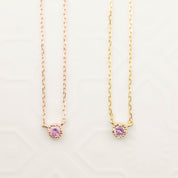Dahlia Pink Sapphire Solitaire Necklace