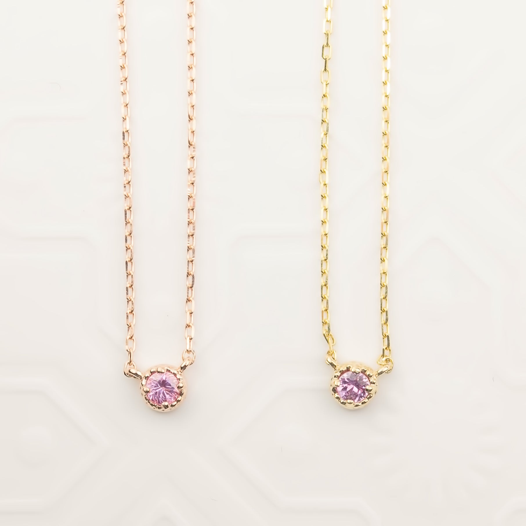Dahlia Pink Sapphire Solitaire Necklace