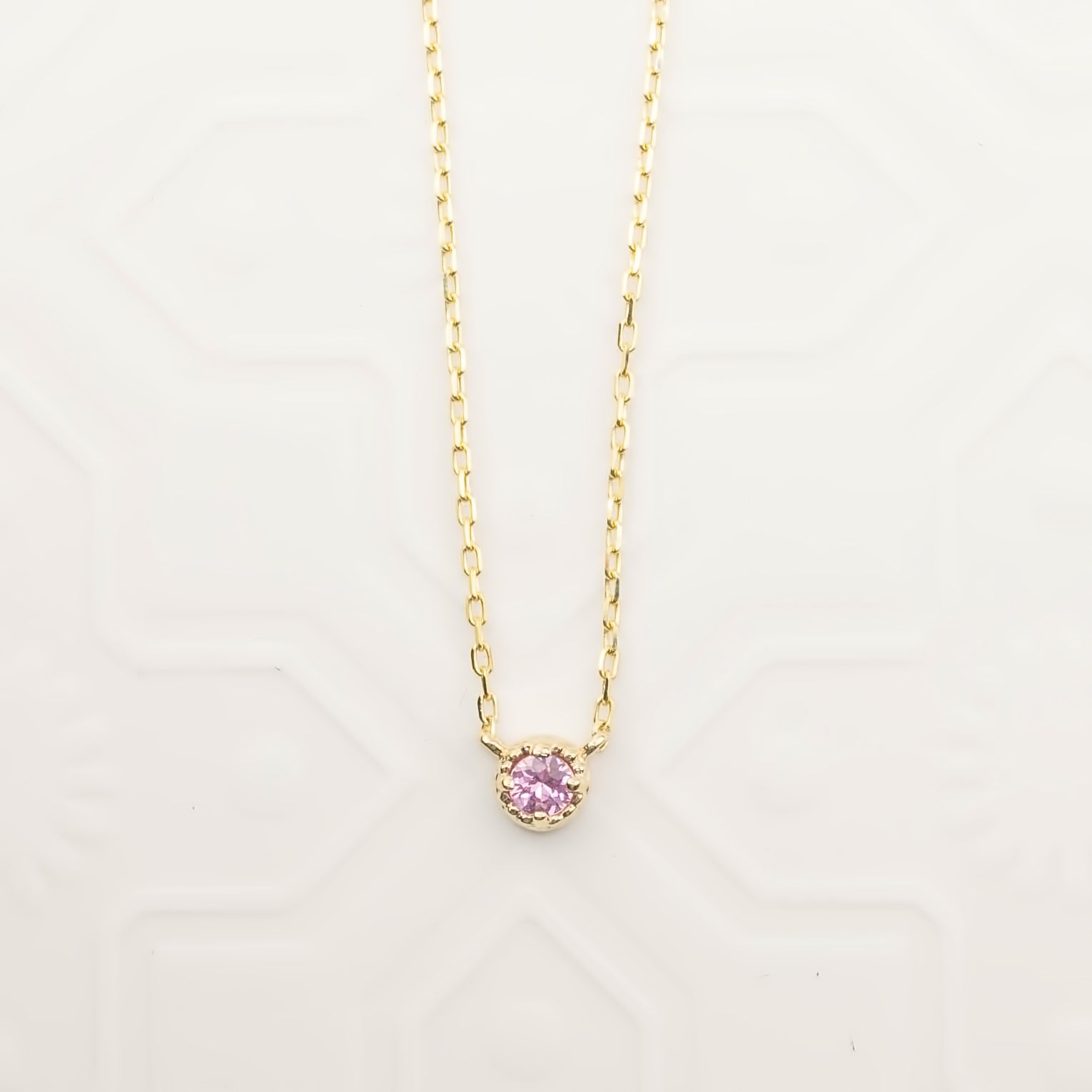 Dahlia Pink Sapphire Solitaire Necklace