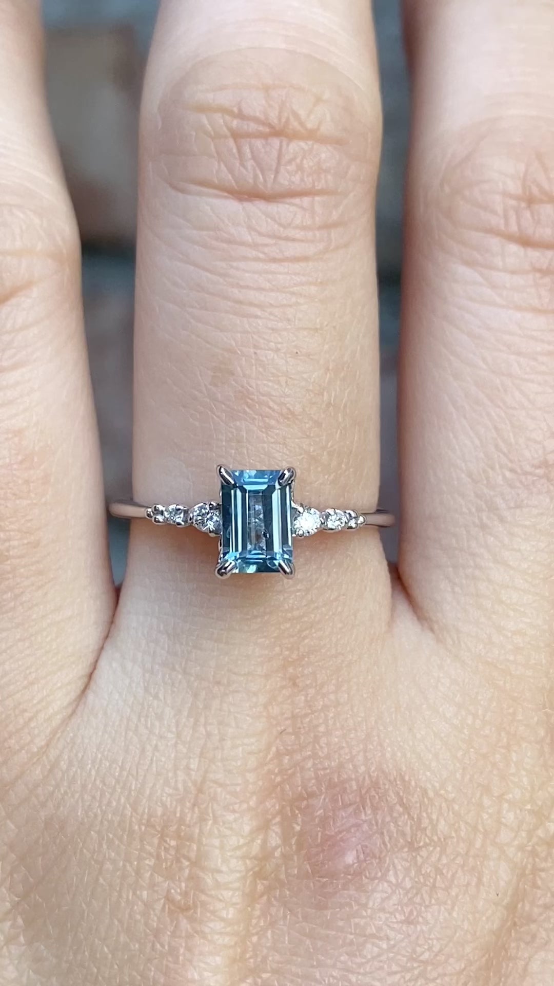 Estel Fleur Four Prongs Ring 1.04ct Light Blue Montana Sapphire, 14K White Gold (One of a kind)