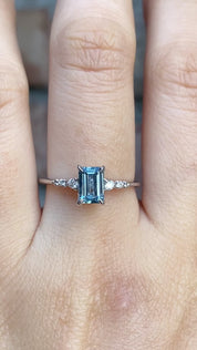Estel Fleur Four Prongs Ring 1.04ct Light Blue Montana Sapphire, 14K White Gold (One of a kind)