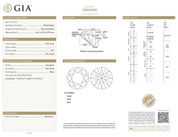 GIA certificate showing detailed diamond grading report including carat, clarity, color, cut, and additional grading information.