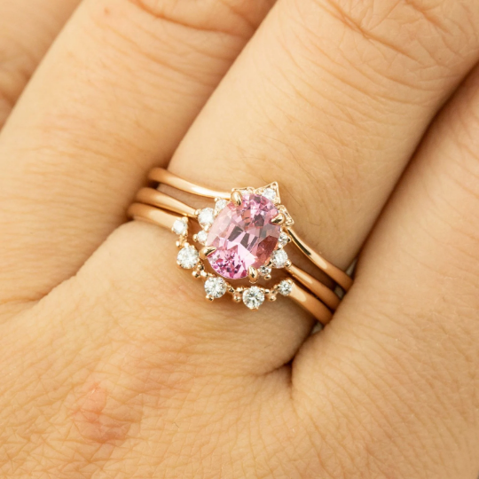 Lena Ring, 0.70ct Pink Sapphire, oval shape gemstone