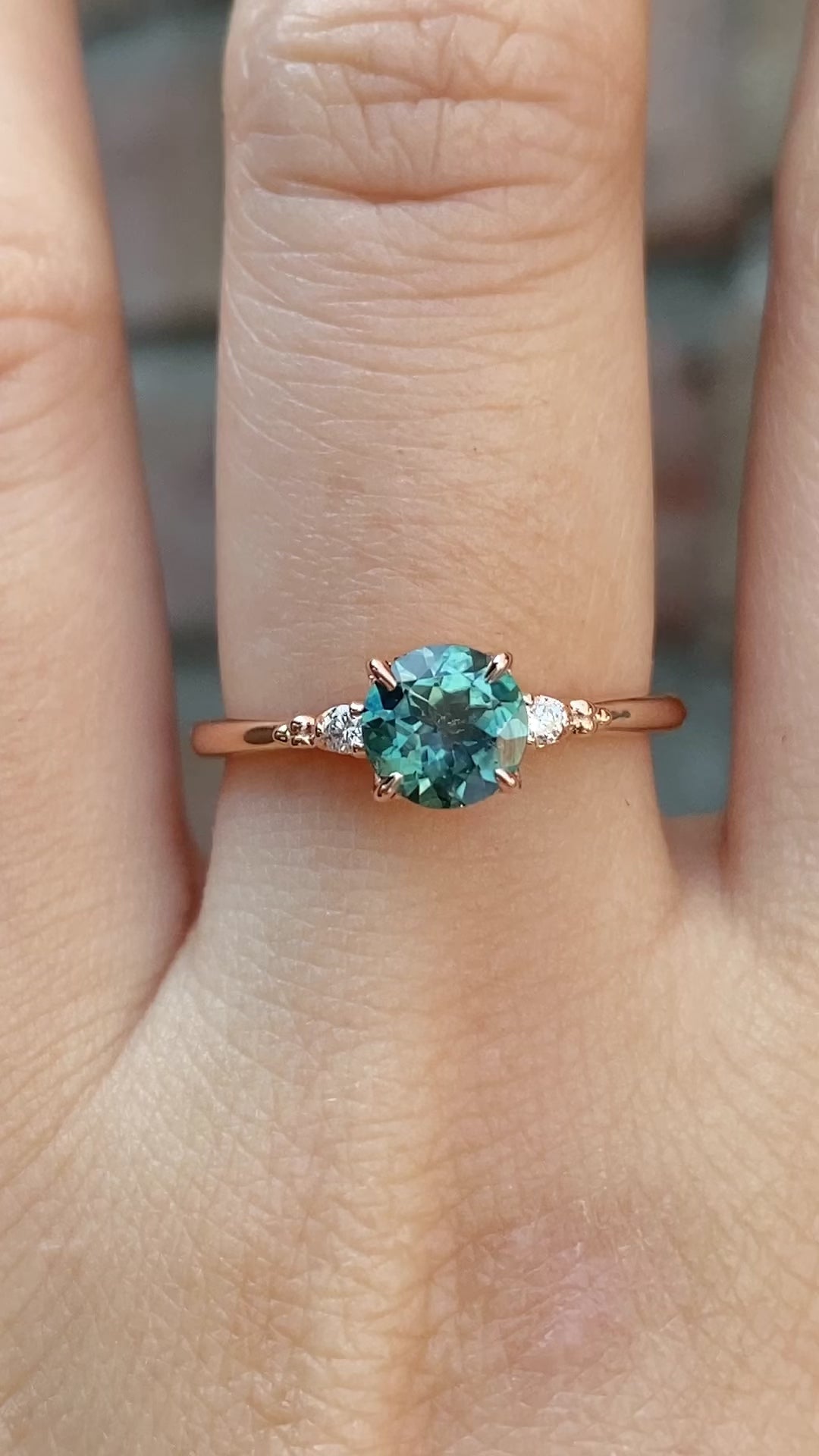 Estel Ring, Blue Green Montana Sapphire