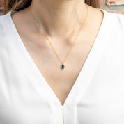 Patia Bezel Necklace 0.92ct Deep Blue Marquise Sapphire