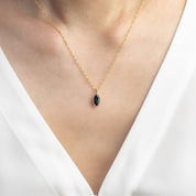 Patia Bezel Necklace 0.92ct Deep Blue Marquise Sapphire