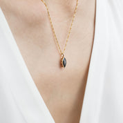 Patia Bezel Necklace 0.92ct Deep Blue Marquise Sapphire