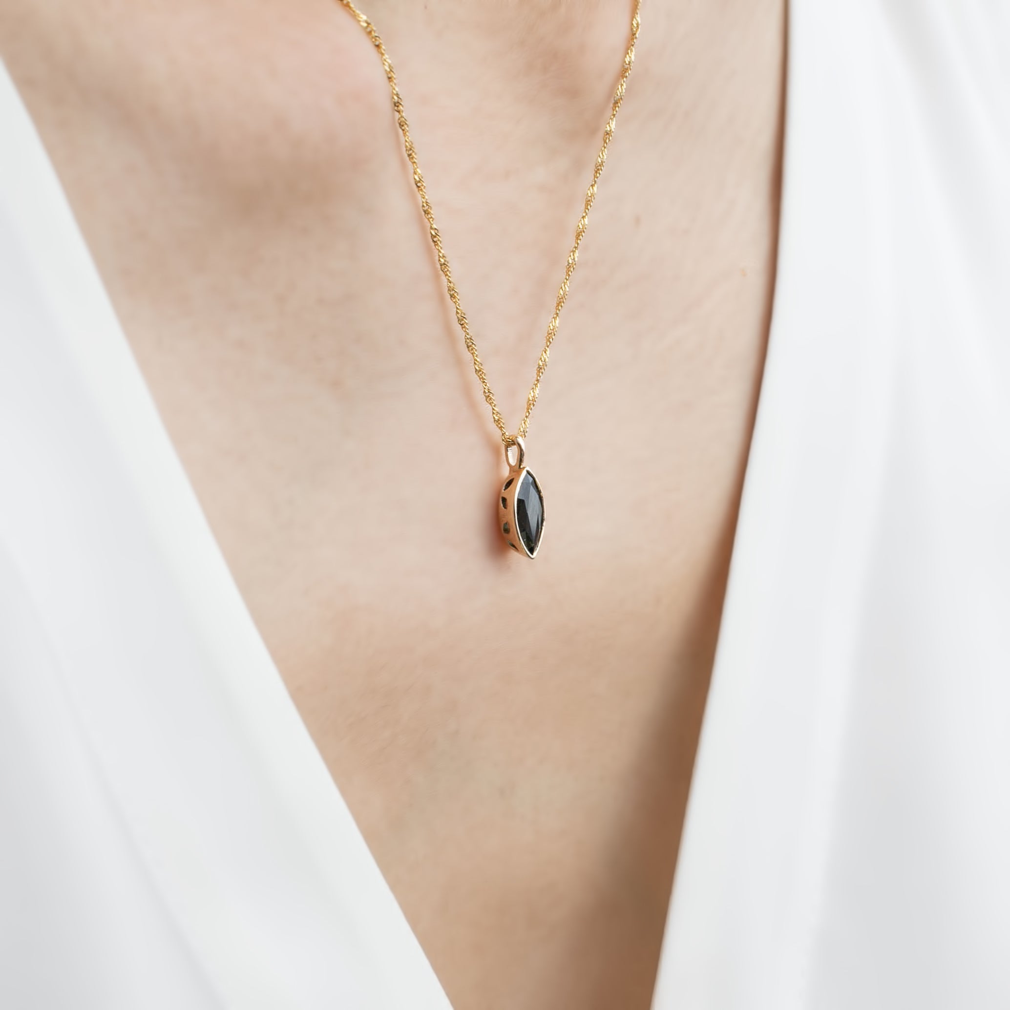 Patia Bezel Necklace 0.92ct Deep Blue Marquise Sapphire