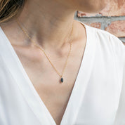 Patia Bezel Necklace 0.92ct Deep Blue Marquise Sapphire