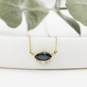 Eden Necklace, 0.74ct Deep Blue Sri Lankan Sapphire