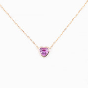 Heart Bezel Necklace, Pink Sapphire