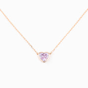 Heart Bezel Necklace, Pink Sapphire