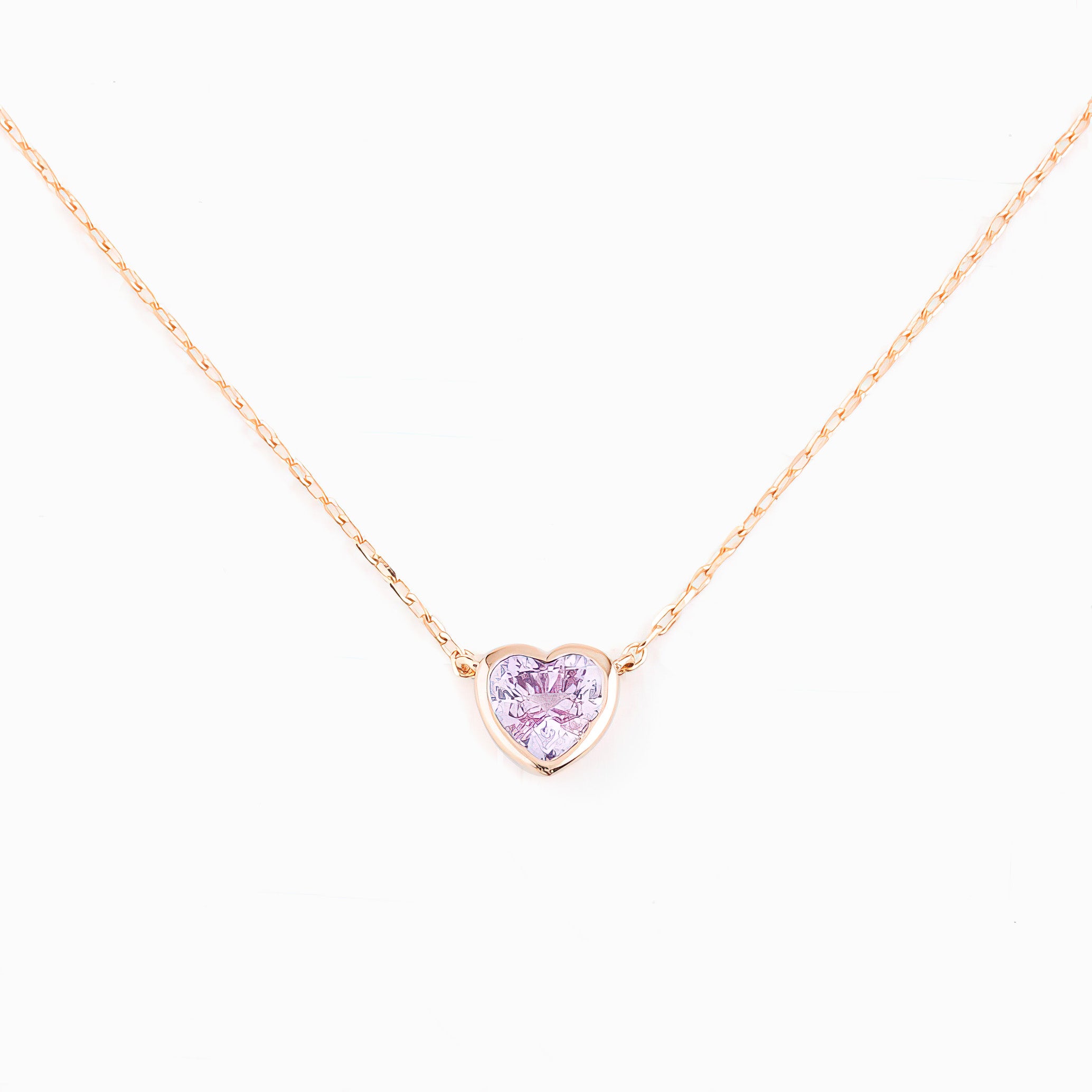 Heart Bezel Necklace, Pink Sapphire