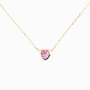 Heart Bezel Necklace, Pink Sapphire