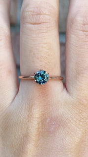 【一点物】フローリンリング ・0.83ct・加熱クイーンズランド産ブルーグリーンサファイア・K14RG