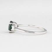 Olivia Ring,0.85ct Teal Blue Madagascar Sapphire, oval shape gemstone